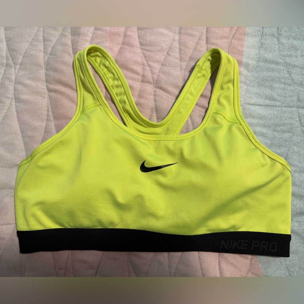 Nike Pro Neon Yellow Sports Bra (L)
